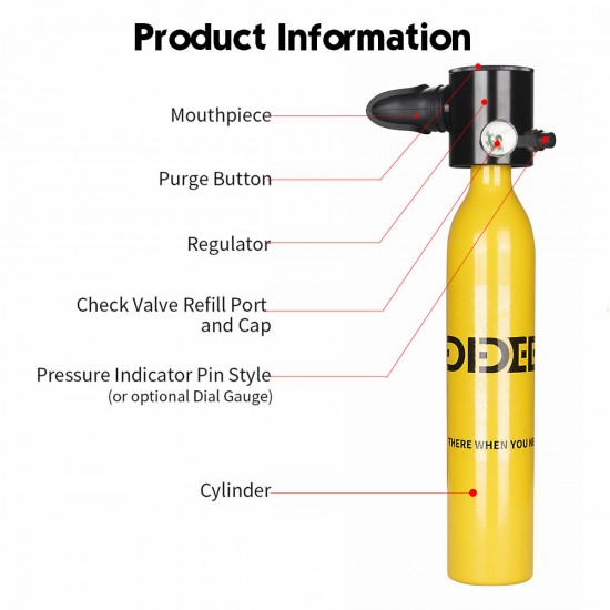 0.5L SCUBA Mini Oxygen Cylinder Air Tank Diving Reserve Air Tank Hand Pump