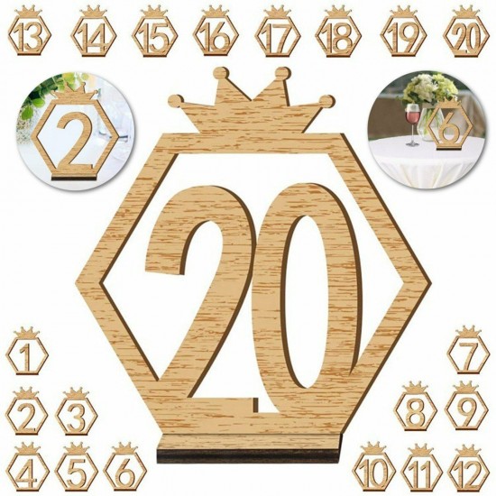 1-20 Signs Wooden Table Numbers With Base Holder Birthday Wedding Party Decor 1-20 Signs Wooden Table Numbers With Base Holder Birthday Wedding Party Decor