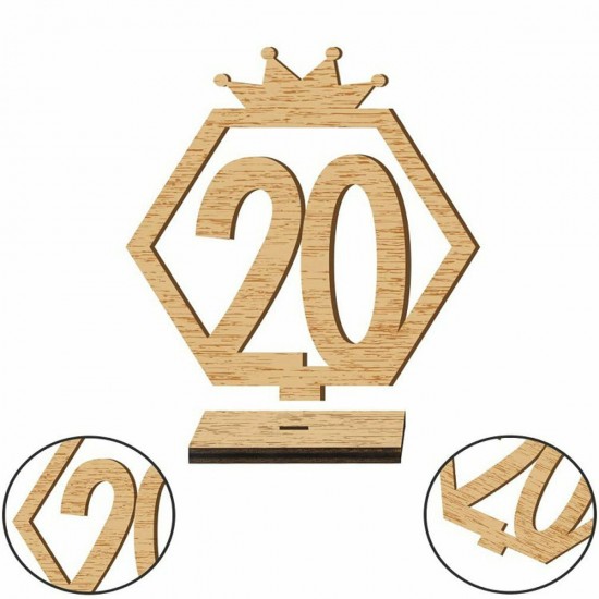 1-20 Signs Wooden Table Numbers With Base Holder Birthday Wedding Party Decor