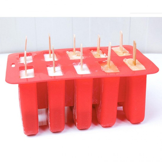 10 Freezer Ice P-op Lolly Maker Tray Cream Popsicle Yogurt Mold Maker Mould