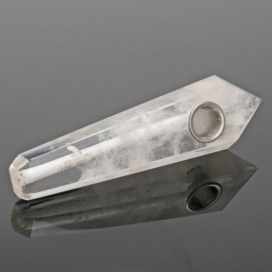 100% Natural Clear Quartz Crystal Wand Fluorite Pipe with Carb Hole 100% Natural Clear Quartz Crystal Wand Fluorite Pipe with Carb Hole