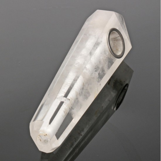 100% Natural Clear Quartz Crystal Wand Fluorite Pipe with Carb Hole 100% Natural Clear Quartz Crystal Wand Fluorite Pipe with Carb Hole
