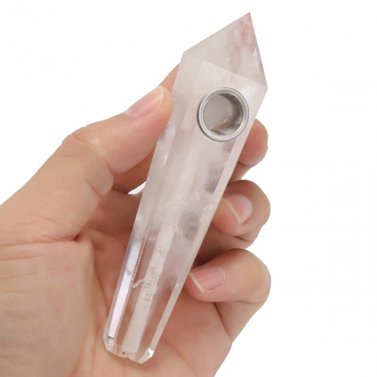 100% Natural Clear Quartz Crystal Wand Fluorite Pipe with Carb Hole 100% Natural Clear Quartz Crystal Wand Fluorite Pipe with Carb Hole