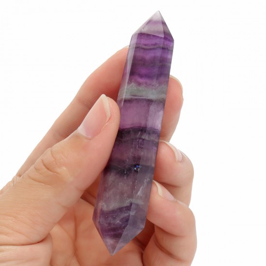 100% Natural Purple Fluorite Crystal Quartz Point Double Terminated Wand Healing Stone