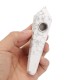 100% Natural White Turquoise Quartz Crystal Wand Pipe Healing with Carb Hole