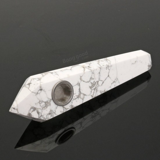 100% Natural White Turquoise Quartz Crystal Wand Pipe Healing with Carb Hole 100% Natural White Turquoise Quartz Crystal Wand Pipe Healing with Carb Hole