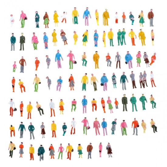 100Pc 1:87 Painted Layout Model Decorations Passenger People Figures HO Scale Assorted Poses