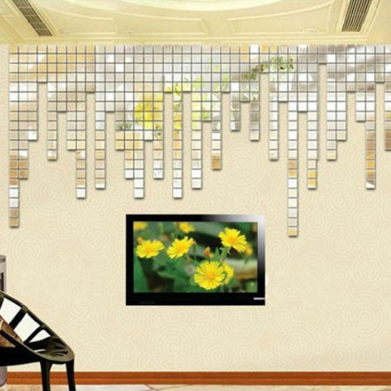 100Pcs Acrylic Art Modern 3D Mosaic Mirror DIY Wall Surface Sticker Art Decal Home Room Decor