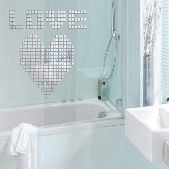 100Pcs Acrylic Art Modern 3D Mosaic Mirror DIY Wall Surface Sticker Art Decal Home Room Decor