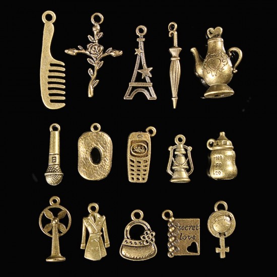 100Pcs Antique Bronze Pendant Decorations Multi-Styling Metal Animal Plant Ornaments