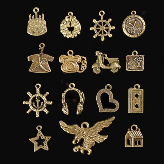 100Pcs Antique Bronze Pendant Decorations Multi-Styling Metal Animal Plant Ornaments