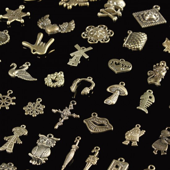 100Pcs Antique Bronze Pendant Decorations Multi-Styling Metal Animal Plant Ornaments 100Pcs Antique Bronze Pendant Decorations Multi-Styling Metal Animal Plant Ornaments