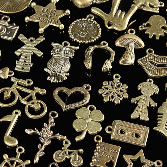 100Pcs Antique Bronze Pendant Decorations Multi-Styling Metal Animal Plant Ornaments 100Pcs Antique Bronze Pendant Decorations Multi-Styling Metal Animal Plant Ornaments