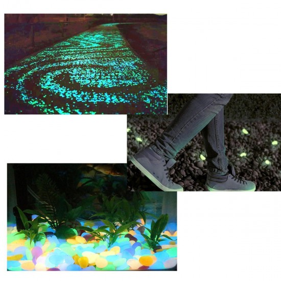 100Pcs/Set Luminous Glow Pebble Stones Aquarium Garden Walkway Rock Home Decorations