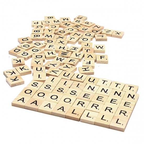 100pcs School Wooden Scrabble Tiles Letters Wedding Pendants Craft Complete Set Decor Supplies