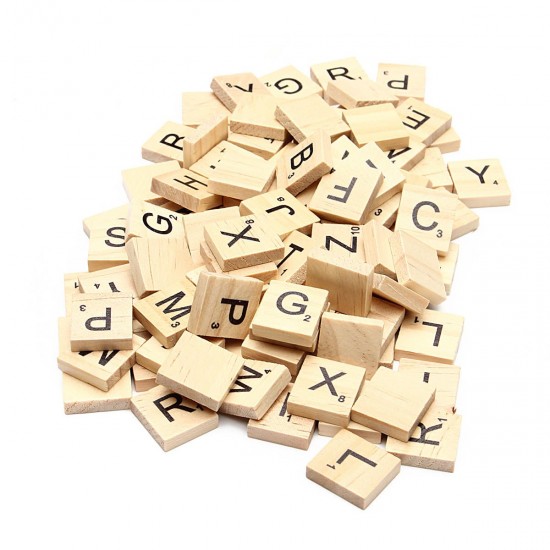 100pcs School Wooden Scrabble Tiles Letters Wedding Pendants Craft Complete Set Decor Supplies