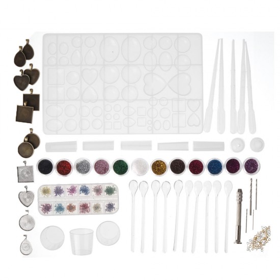 107Pcs/Set Pendant Trays Set DIY Jewelry Bezel Making Crystal Bracelet Pendant Silicone Resin Mould Jewelry Casting Molds Kit Vintage Base 107Pcs/Set Pendant Trays Set DIY Jewelry Bezel Making Crystal Bracelet Pendant Silicone Resin Mould Jewelry Casting Molds Kit Vintage Base