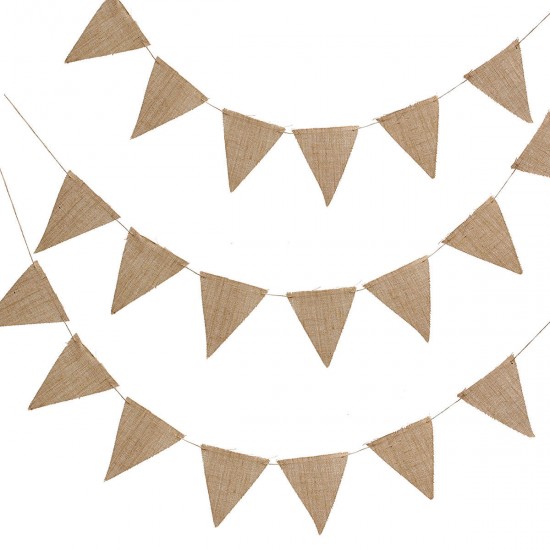 10M 48 Flags Party Banner Flag Jute Hessian Burlap Bunting Wedding Decorations 10M 48 Flags Party Banner Flag Jute Hessian Burlap Bunting Wedding Decorations