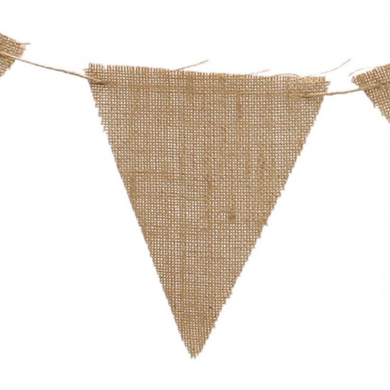 10M 48 Flags Party Banner Flag Jute Hessian Burlap Bunting Wedding Decorations