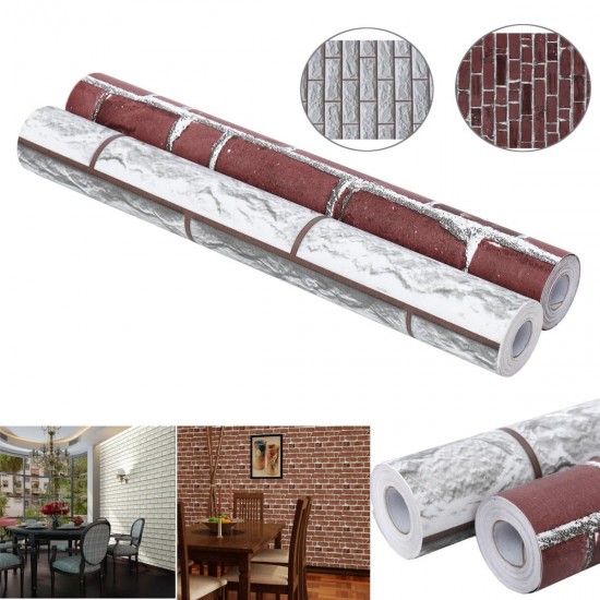 10M Wall Paper Brick Stone Rustic Effect Self-adhesive Wall Stickers Home Decor 10M Wall Paper Brick Stone Rustic Effect Self-adhesive Wall Stickers Home Decor