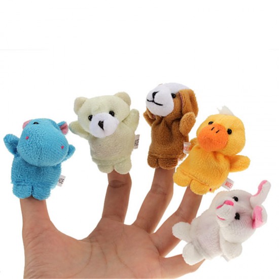 10PCS Cute Cartoon Biological Animal Finger Puppet Plush Toys Child Baby Favor Dolls Finger Puppets