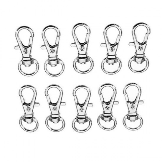 10Pcs 32mm Silver Zinc Alloy Swivel Lobster Claw Clasp with 8.5mm Round Ring