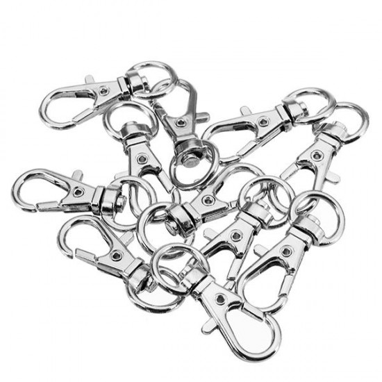 10Pcs 32mm Silver Zinc Alloy Swivel Lobster Claw Clasp with 8.5mm Round Ring
