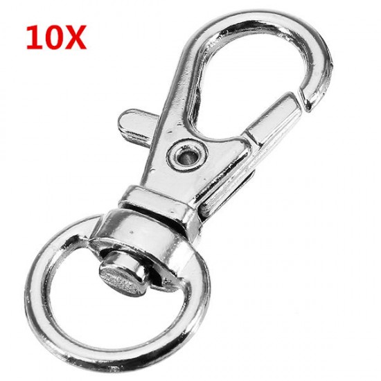 10Pcs 32mm Silver Zinc Alloy Swivel Lobster Claw Clasp with 8.5mm Round Ring