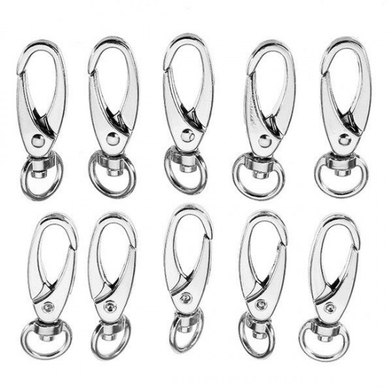 10Pcs 37.5mm Silver Zinc Alloy Oval Swivel Spring Snap Hook Trigger Clip with 8.5mm Round Ring