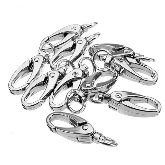 10Pcs 37.5mm Silver Zinc Alloy Oval Swivel Spring Snap Hook Trigger Clip with 8.5mm Round Ring