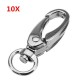 10Pcs 37.5mm Silver Zinc Alloy Oval Swivel Spring Snap Hook Trigger Clip with 8.5mm Round Ring