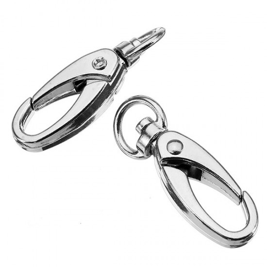 10Pcs 37.5mm Silver Zinc Alloy Oval Swivel Spring Snap Hook Trigger Clip with 8.5mm Round Ring