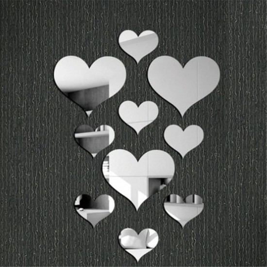 10Pcs 3D Mirror Decals Love Heart Art Mural Wall Sticker DIY Home Room Decor 10Pcs 3D Mirror Decals Love Heart Art Mural Wall Sticker DIY Home Room Decor