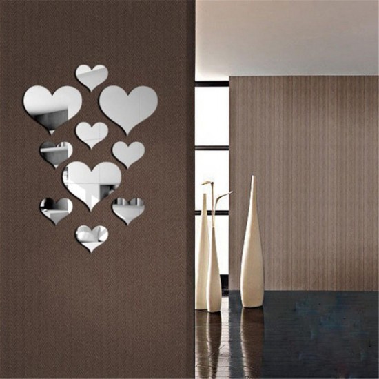 10Pcs 3D Mirror Decals Love Heart Art Mural Wall Sticker DIY Home Room Decor 10Pcs 3D Mirror Decals Love Heart Art Mural Wall Sticker DIY Home Room Decor