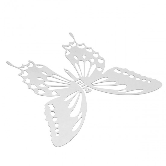 10Pcs 3D Stainless Butterfly Wall Stickers Silver Mirror Decals Mural Home Decorations