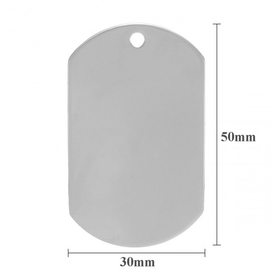 10Pcs 5x3cm Blank Dog Tag Label Stainless Steel 1.2mm