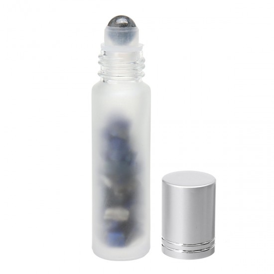 10Pcs Frosted Glass Crystals Essential Oil Gemstone Roller Ball Chip Inside Bottle 10ml