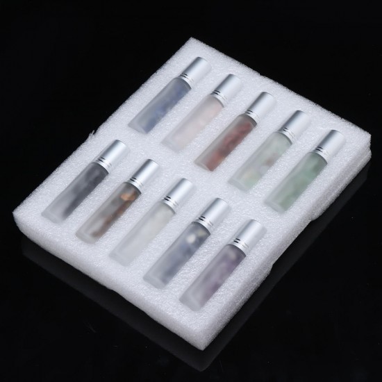 10Pcs Frosted Glass Crystals Essential Oil Gemstone Roller Ball Chip Inside Bottle 10ml 10Pcs Frosted Glass Crystals Essential Oil Gemstone Roller Ball Chip Inside Bottle 10ml