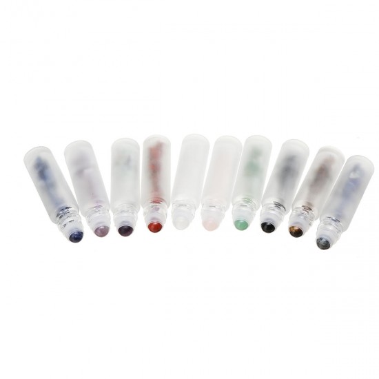 10Pcs Frosted Glass Crystals Essential Oil Gemstone Roller Ball Chip Inside Bottle 10ml 10Pcs Frosted Glass Crystals Essential Oil Gemstone Roller Ball Chip Inside Bottle 10ml