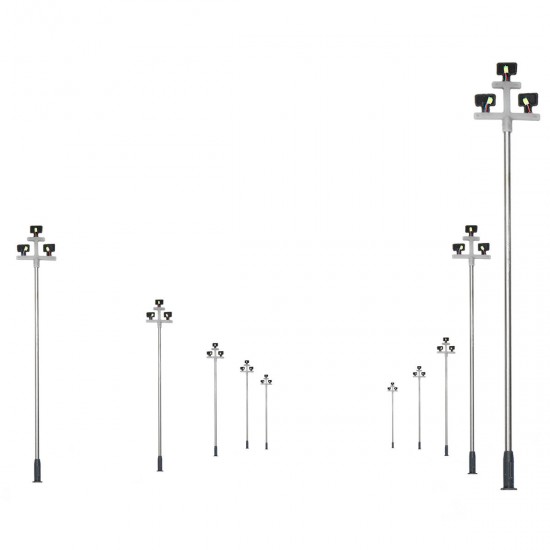 10Pcs Model Railroad Train LED Street Light HO Scale 1:100 Lamps Post 3 Heads 10Pcs Model Railroad Train LED Street Light HO Scale 1:100 Lamps Post 3 Heads
