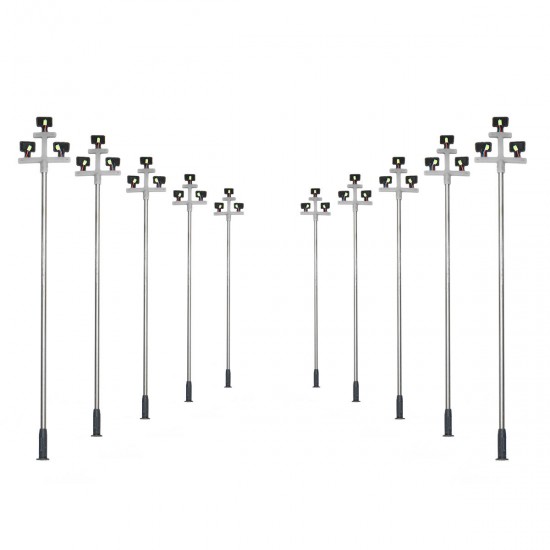 10Pcs Model Railroad Train LED Street Light HO Scale 1:100 Lamps Post 3 Heads 10Pcs Model Railroad Train LED Street Light HO Scale 1:100 Lamps Post 3 Heads