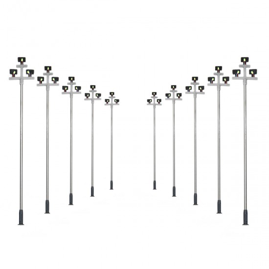 10Pcs Model Railroad Train LED Street Light HO Scale 1:100 Lamps Post 3 Heads