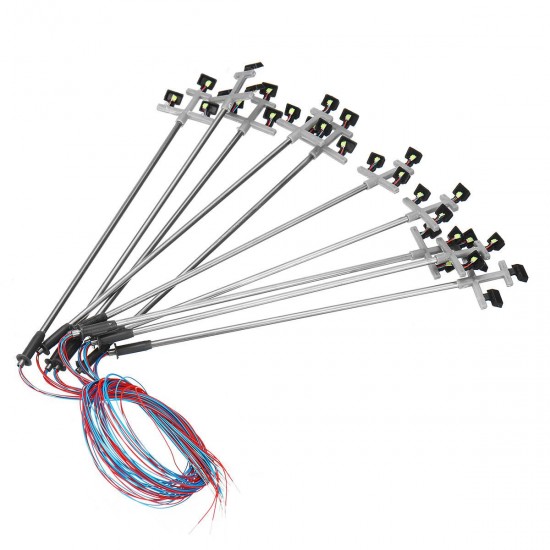 10Pcs Model Railroad Train LED Street Light HO Scale 1:100 Lamps Post 3 Heads 10Pcs Model Railroad Train LED Street Light HO Scale 1:100 Lamps Post 3 Heads