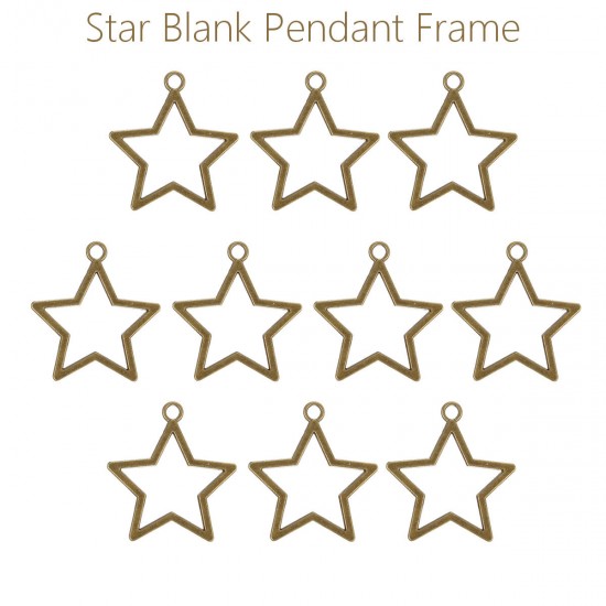 10Pcs Star Metal Frame Open Bezel Setting Blank Pendant for Resin Jewelry Making