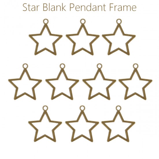 10Pcs Star Metal Frame Open Bezel Setting Blank Pendant for Resin Jewelry Making