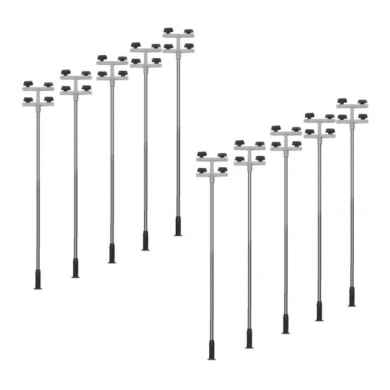 10Pcs/Set 1: 100 Model Railroad Train LED Street Light HO Scale Lamps Post 3 Heads Street Light 10Pcs/Set 1: 100 Model Railroad Train LED Street Light HO Scale Lamps Post 3 Heads Street Light