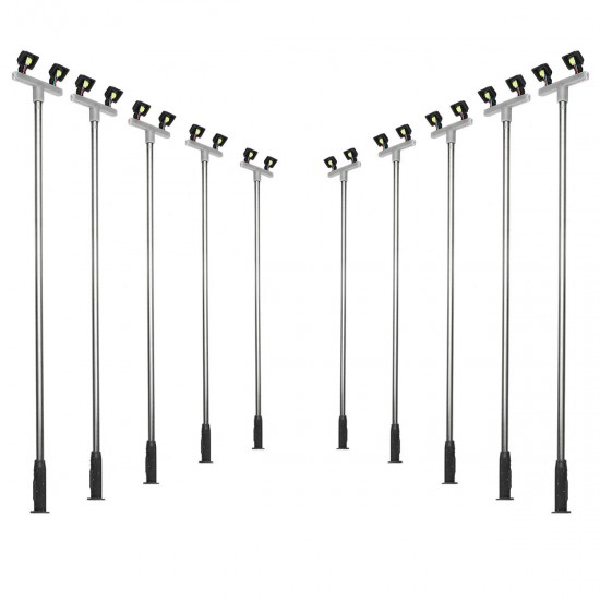 10Pcs/Set 3V Model Railway Train HO Scale Lamps Post 1:100 Street Light Dual Heads 10Pcs/Set 3V Model Railway Train HO Scale Lamps Post 1:100 Street Light Dual Heads