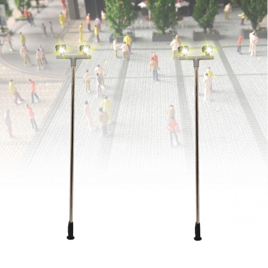 10Pcs/Set 3V Model Railway Train HO Scale Lamps Post 1:100 Street Light Dual Heads 10Pcs/Set 3V Model Railway Train HO Scale Lamps Post 1:100 Street Light Dual Heads