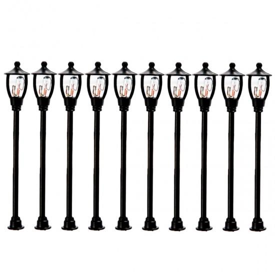 10Pcs/Set HO Scale 1:100 6V Model Garden Railway Train Lamp Post Street Light 10Pcs/Set HO Scale 1:100 6V Model Garden Railway Train Lamp Post Street Light