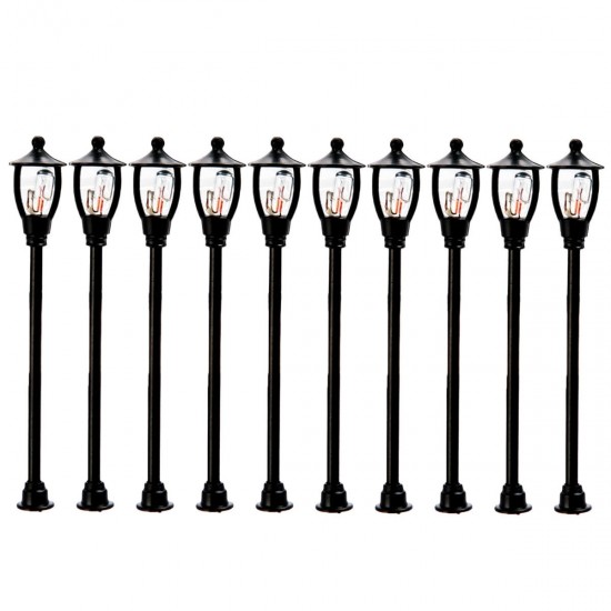 10Pcs/Set HO Scale 1:100 6V Model Garden Railway Train Lamp Post Street Light